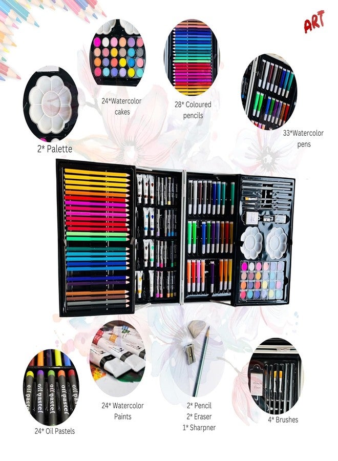 SKYWORK 145-Piece Art Supplies Set For Kids, 2 Layers Drawing Supplies For Kids Boys Girls Ages 8 9 10 11 12,Portable Aluminum Case Art Kit, Great Gift For Teens Adults Beginner&Artists - Image 2